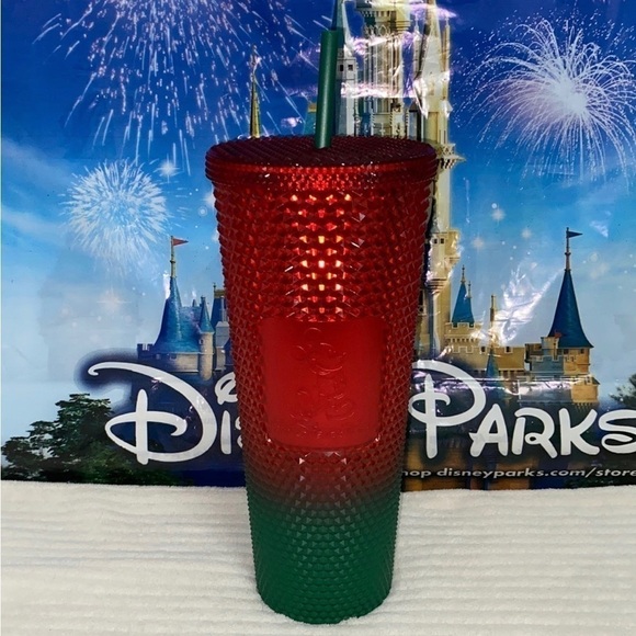 DISNEY World Starbucks Travel Tumbler - Christmas Red And Green - Picture 5 of 8